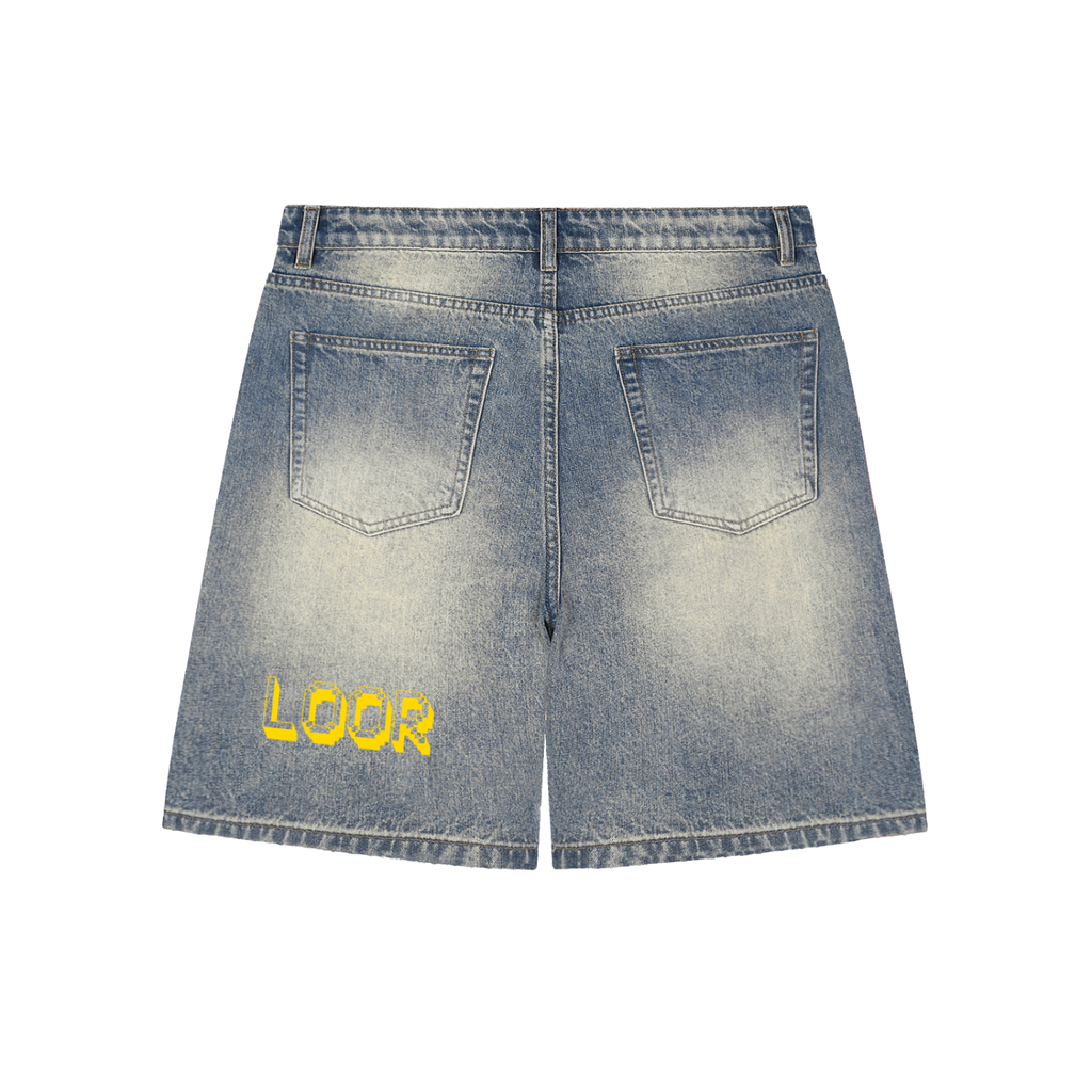 Faded Distressed Baggy Denim Shorts