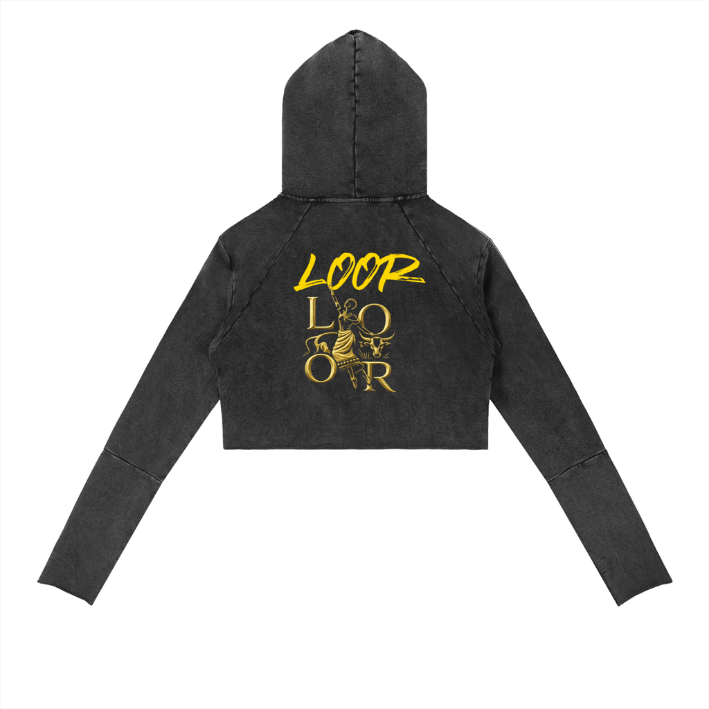 Women Vintage Washed Raw Edge Hoodie