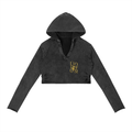 Women Vintage Washed Raw Edge Hoodie